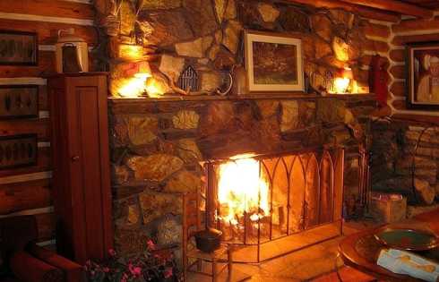 stone fireplace