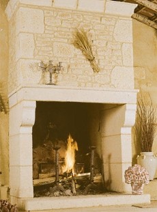 stone masonry fireplace