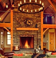 stone or rock fireplace