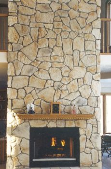 stone or rock fireplace