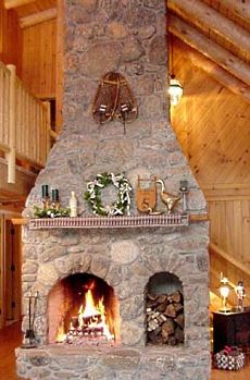 stone or rock fireplace