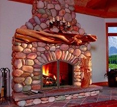 stone or rock fireplace