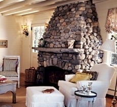 stone or rock fireplace