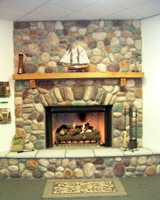 stone or rock fireplace