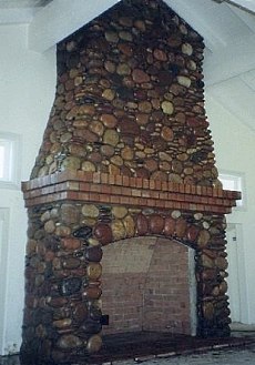 stone or rock fireplace