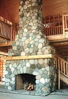 stone or rock fireplace