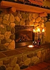 stone or rock fireplace