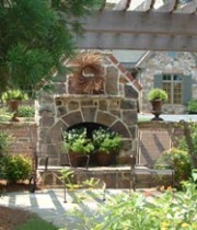 outdoor stone fireplace design