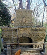 outdoor stone fireplace design