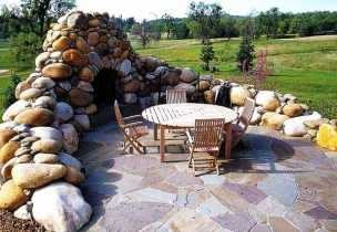 outdoor stone fireplace design