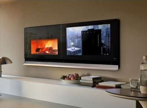 tv alcoves by fireplace