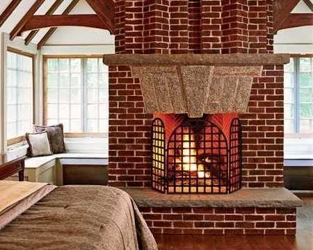 brick fireplace