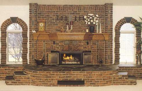 brick fireplace