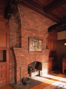 brick fireplace