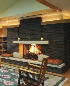 brick fireplace