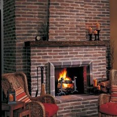 brick fireplace