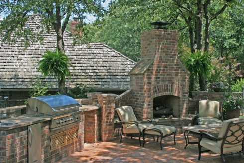 brick outdoor fireplace