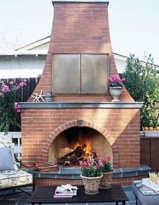 brick outdoor fireplace