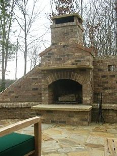 brick outdoor fireplace