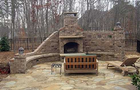 brick outdoor fireplace