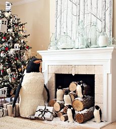 christmas tree and fireplace