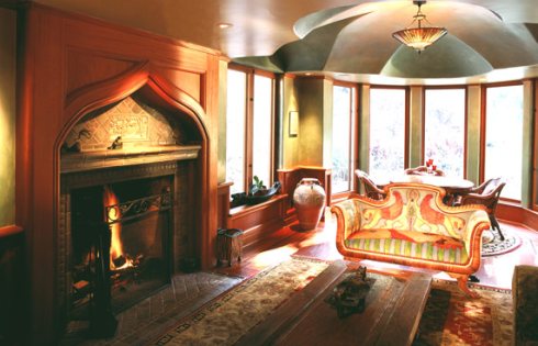 storybook cottage fireplace