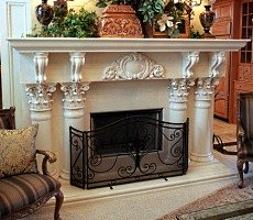 faux stone fireplace