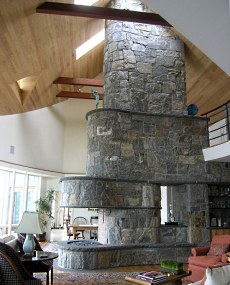 field stone fireplace