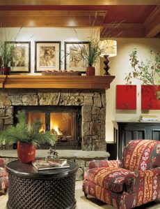 field stone fireplace