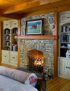 field stone fireplace