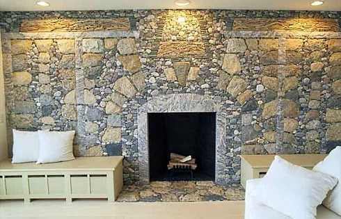 field stone fireplace