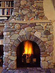 field stone fireplace