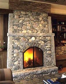 field stone fireplace