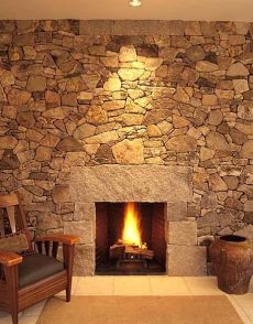 field stone fireplace