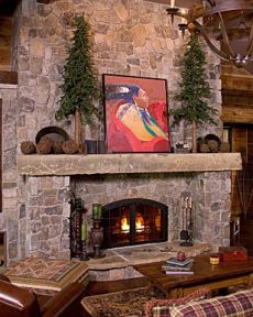 field stone fireplace