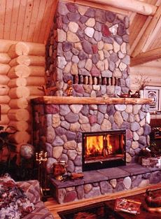 field stone fireplace