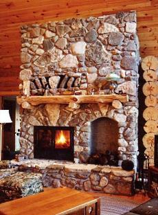 field stone fireplace