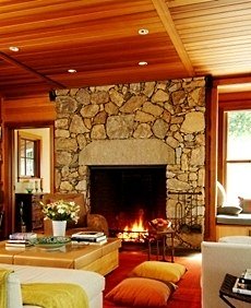 fieldstone fireplace