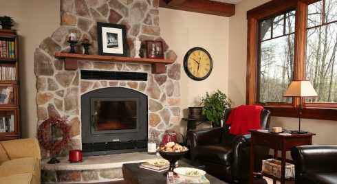 fieldstone fireplace