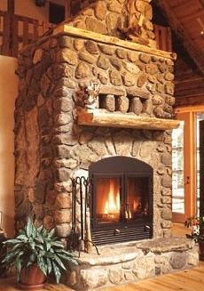 fieldstone fireplace