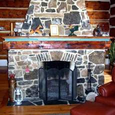 fieldstone fireplace