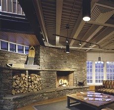 fieldstone fireplace