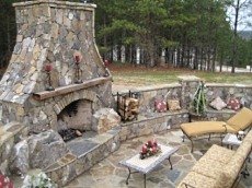 fieldstone fireplace