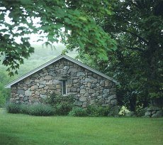 fieldstone fireplace