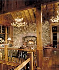 fieldstone fireplace