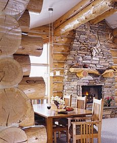 fieldstone fireplace