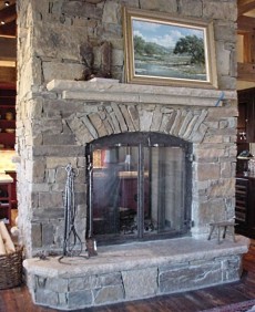 fieldstone fireplace