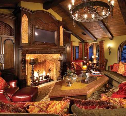 flat screen tv over fireplace