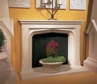 man made stone fireplace