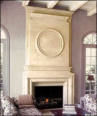 man made stone fireplace